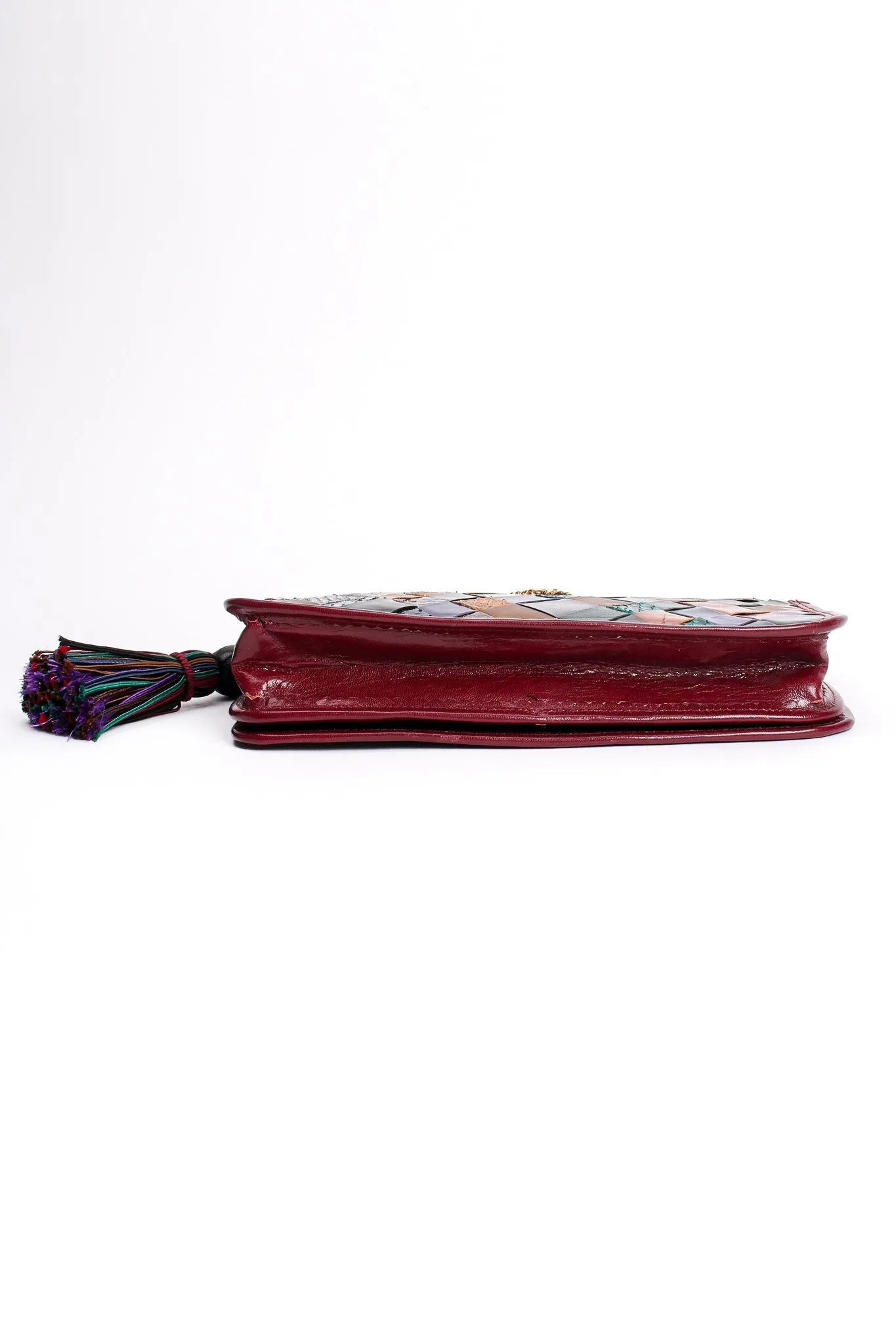 Woven Leather & Snakeskin Tassel Bag