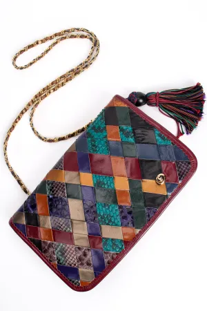 Woven Leather & Snakeskin Tassel Bag