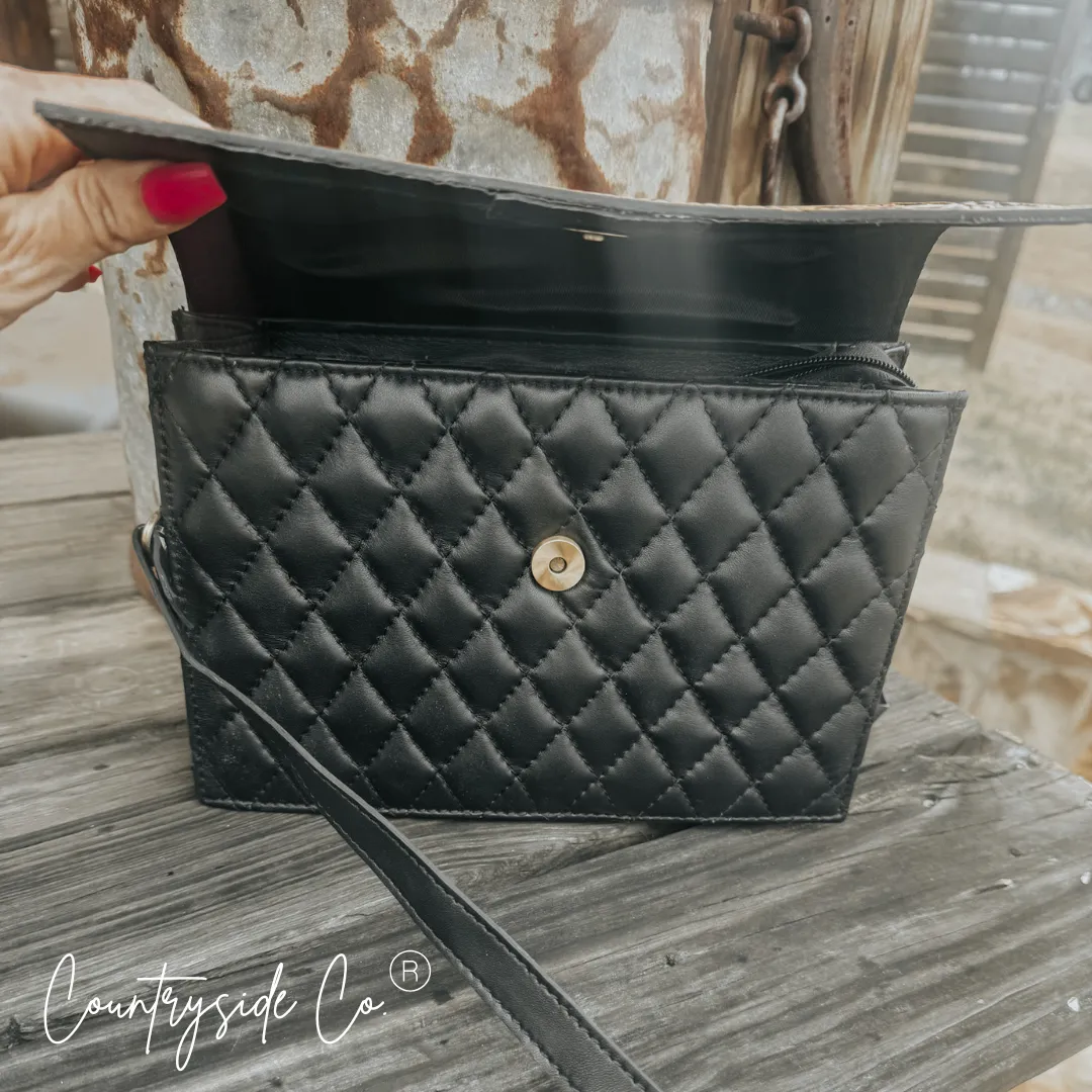 Wyoming Quilted Leather Purse  With Tooled Leather