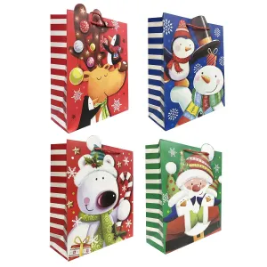 Xmas Gift Bag L Glitter 4asst 32cm