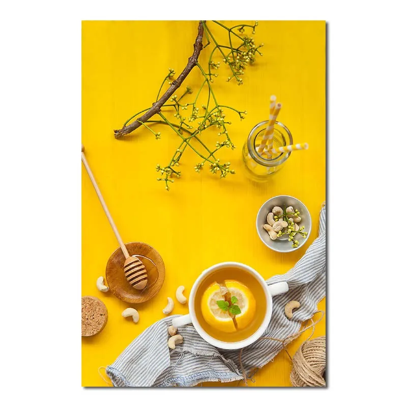 Yellow Theme Modern Nutrition Breakfast Wall Art