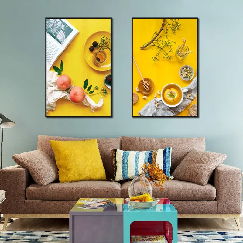 Yellow Theme Modern Nutrition Breakfast Wall Art