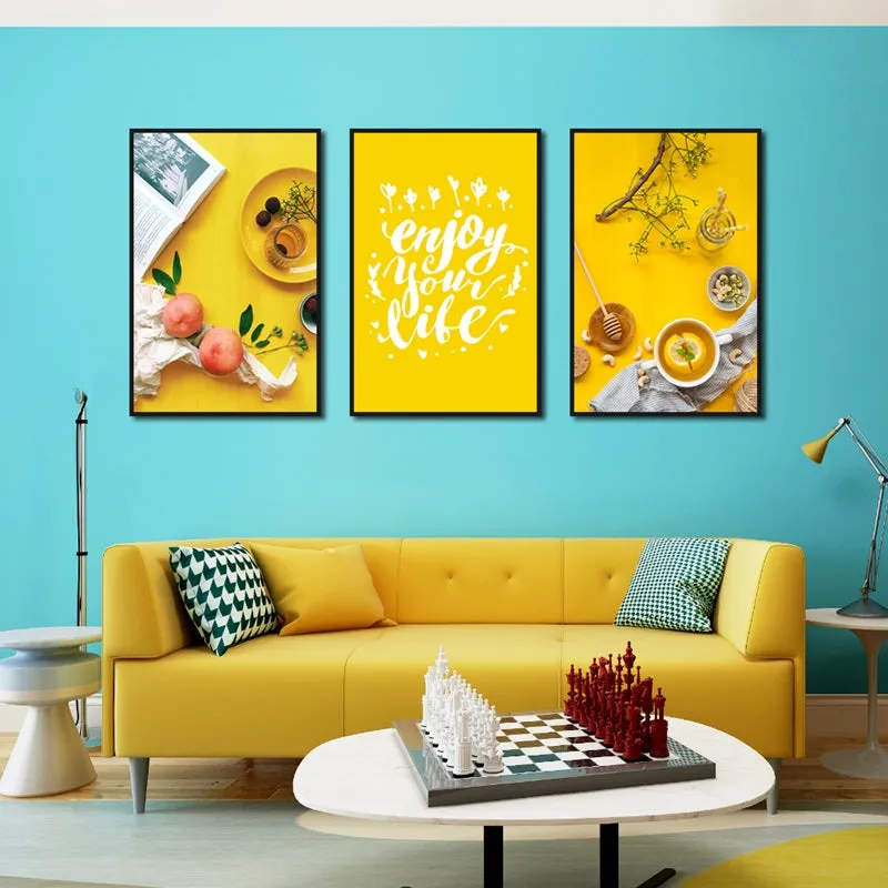 Yellow Theme Modern Nutrition Breakfast Wall Art