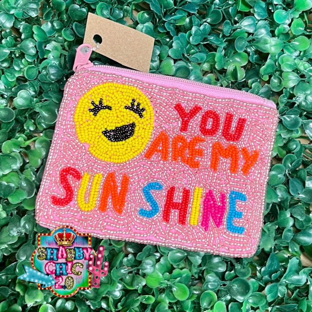 You Are My Sunshine Beaded Bag - Pink
