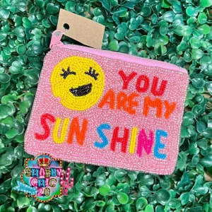 You Are My Sunshine Beaded Bag - Pink