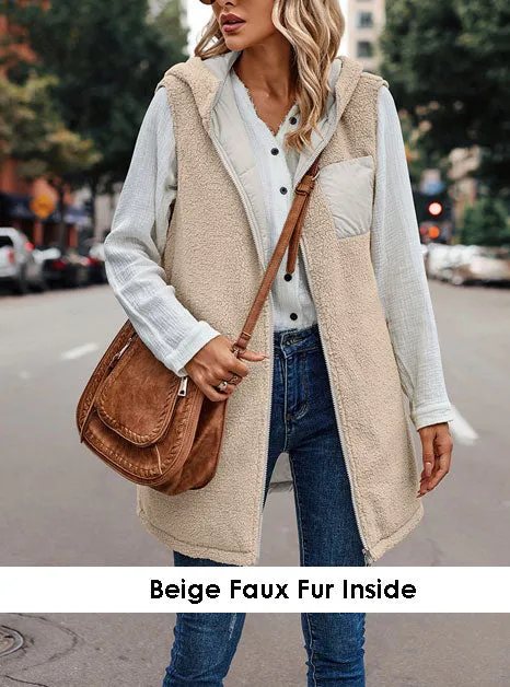 Zipper Front Reversible Hoodie Vest